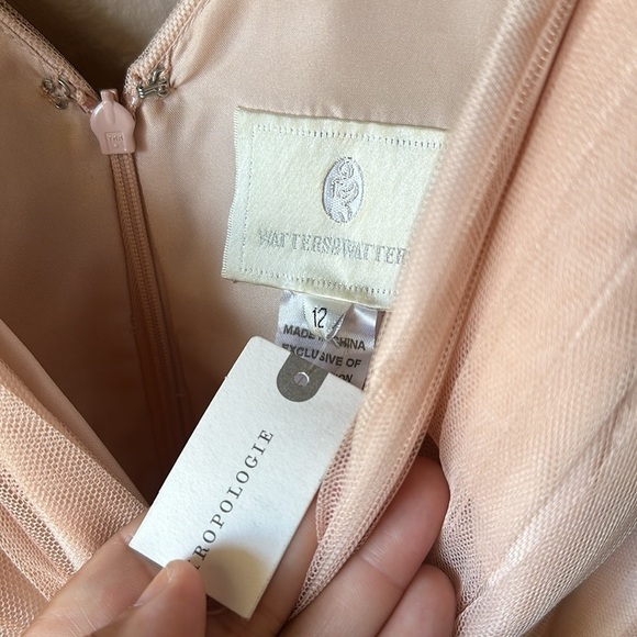 NWT WATTERS & WATTERS Anthropologie Pale Pink Pleated Bridesmaid Dress - Picture 9 of 14